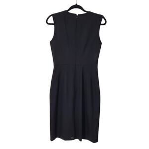 NWT J.Crew Black Sleeveless Sheath Classic Midi Wool Blend Dress Women's 2